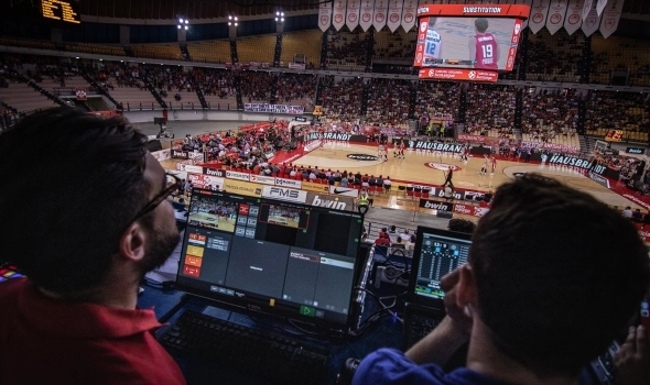 Live production of Olympiakos BC at Peace and Friendship Arena, Athens