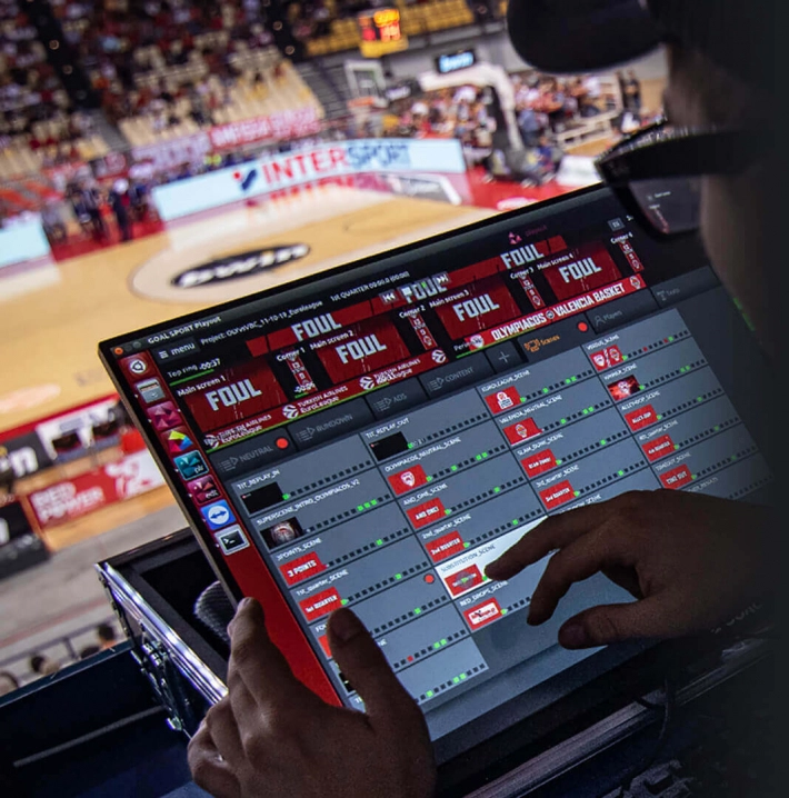 Production of basketball game in Peace and Friendship Stadium in Athens