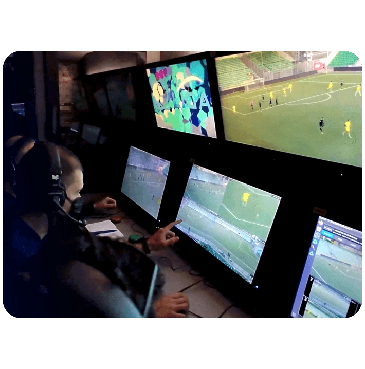 VAR control room in OB truck at Slovak Football